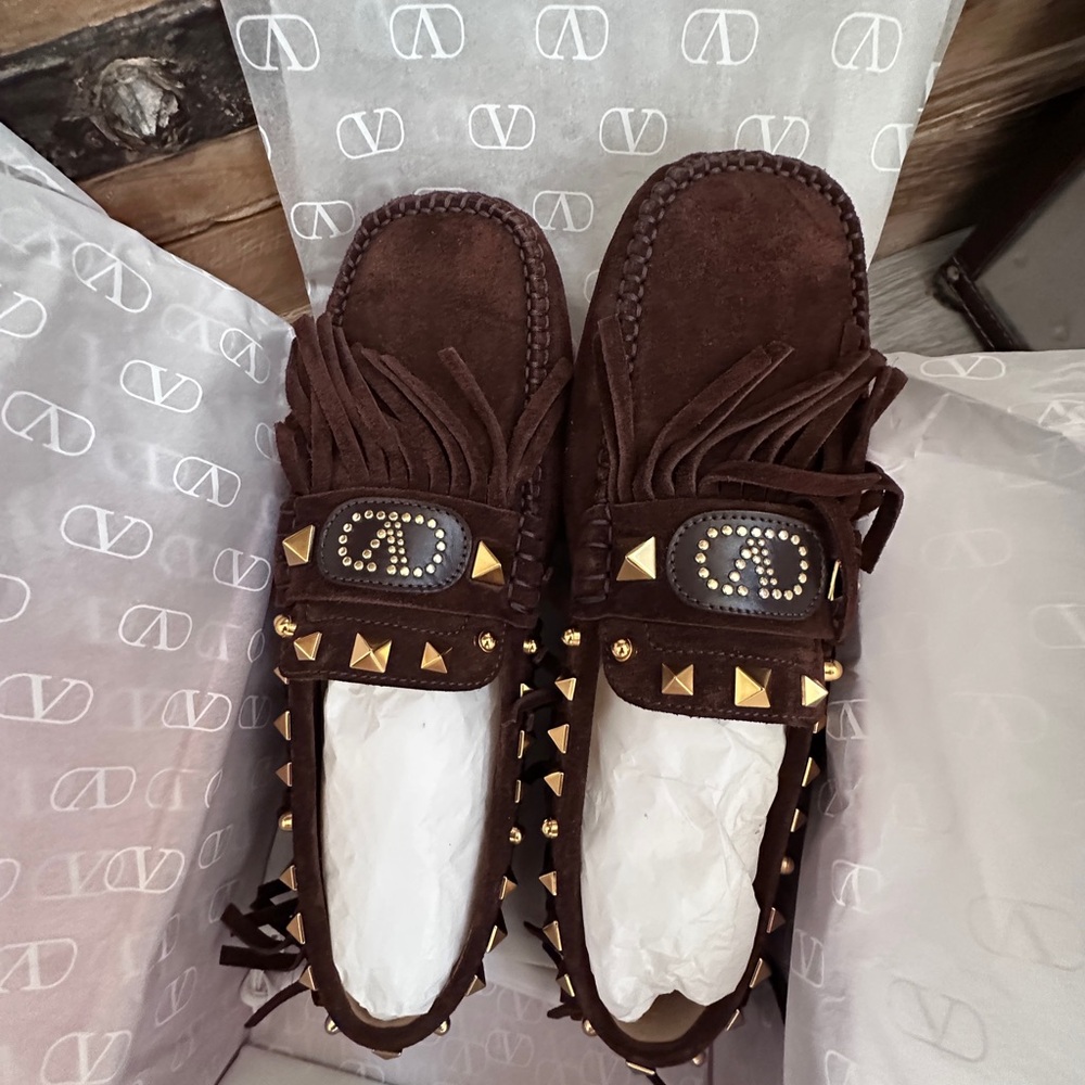 Valentino Women's Brown Suede Driver Loafers in EU Size 40 - Picture 10 of 15